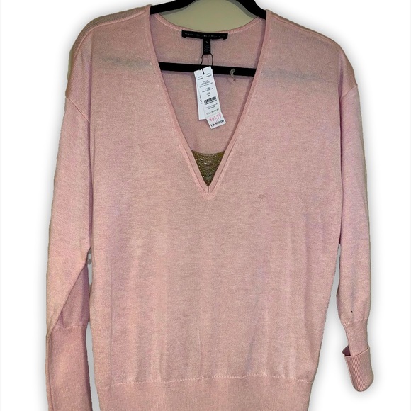 White House Black Market Tops - White House Black Market long sleeve vneck ball chain tunic sweater rose pink S